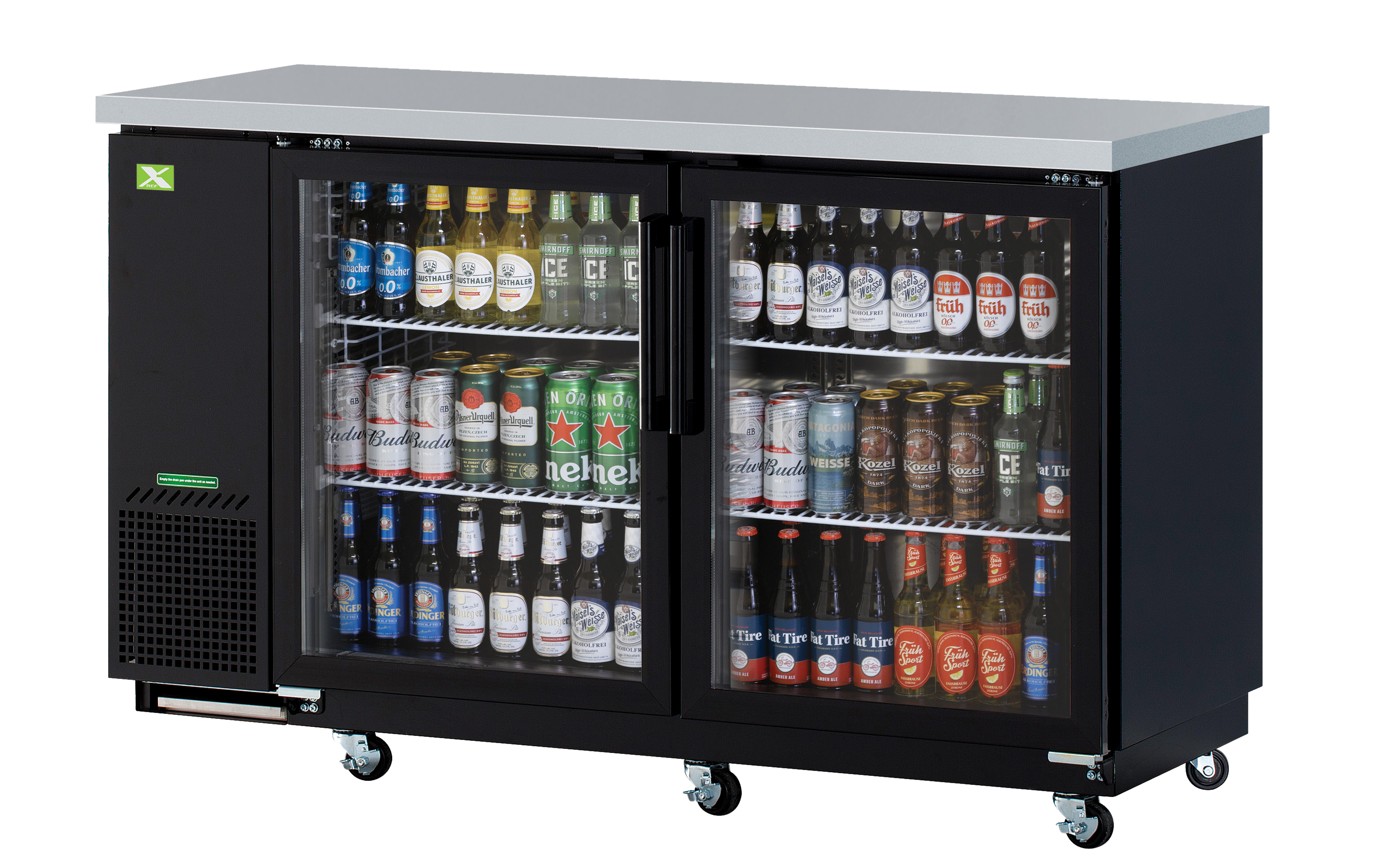 Refrigeration-X 60" Narrow Two-Door Glass Back Bar Cooler