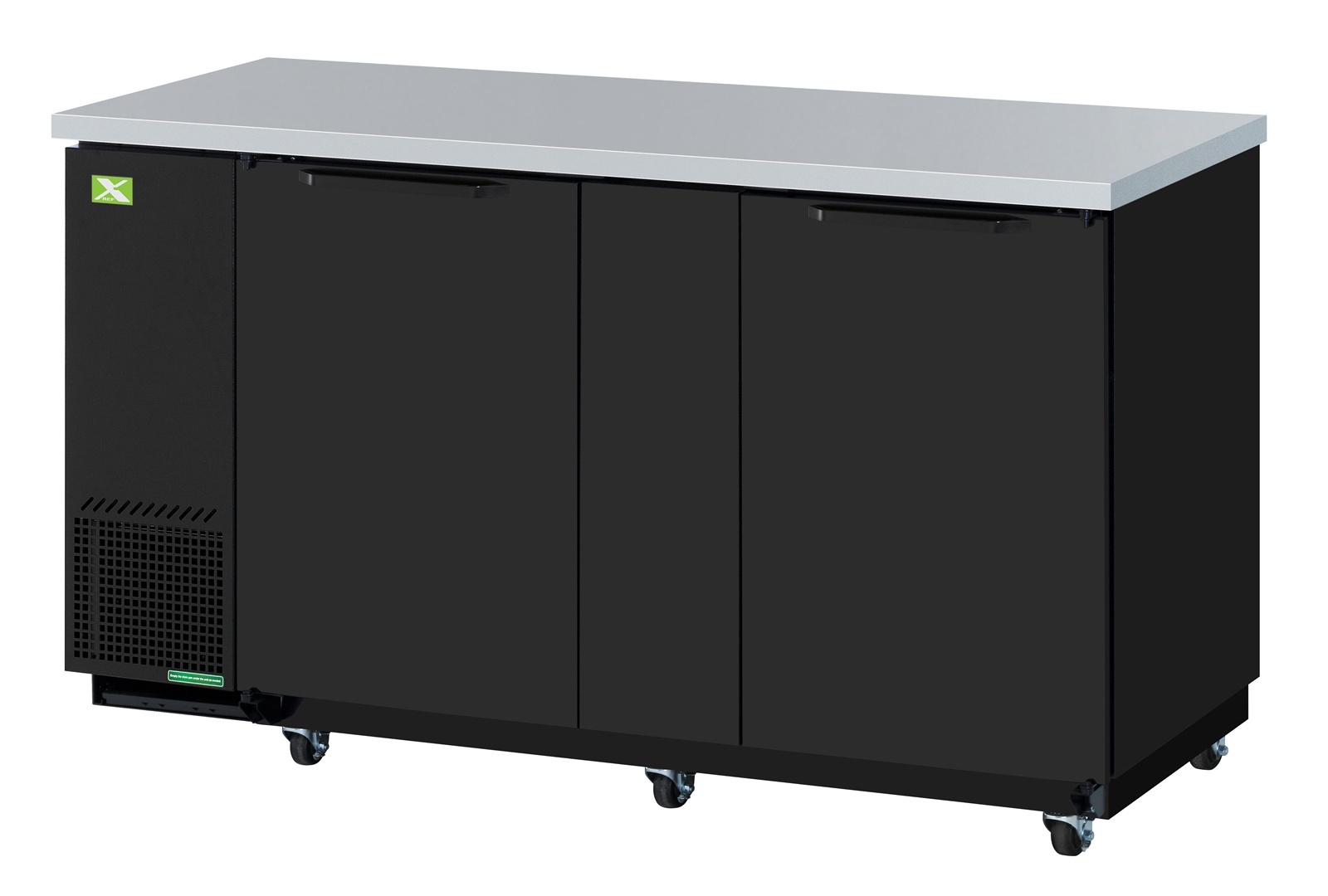 Refrigeration-X 3-Door Solid Black Back Bar Cooler